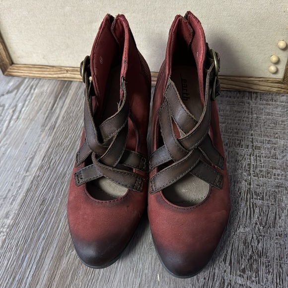 Earth Amber Brick Leather Ankle Boots Size 6 - Picture 3 of 4